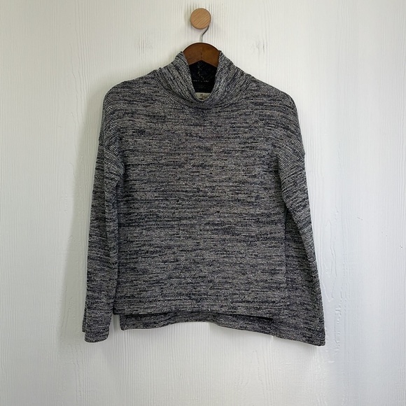 Madewell - Navy & White Tweed Mock-neck Long Sleeve Textured Top Size XS - Picture 7 of 10